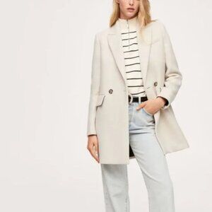 Mango Wool Blend Pea Coat Dali Cream Small